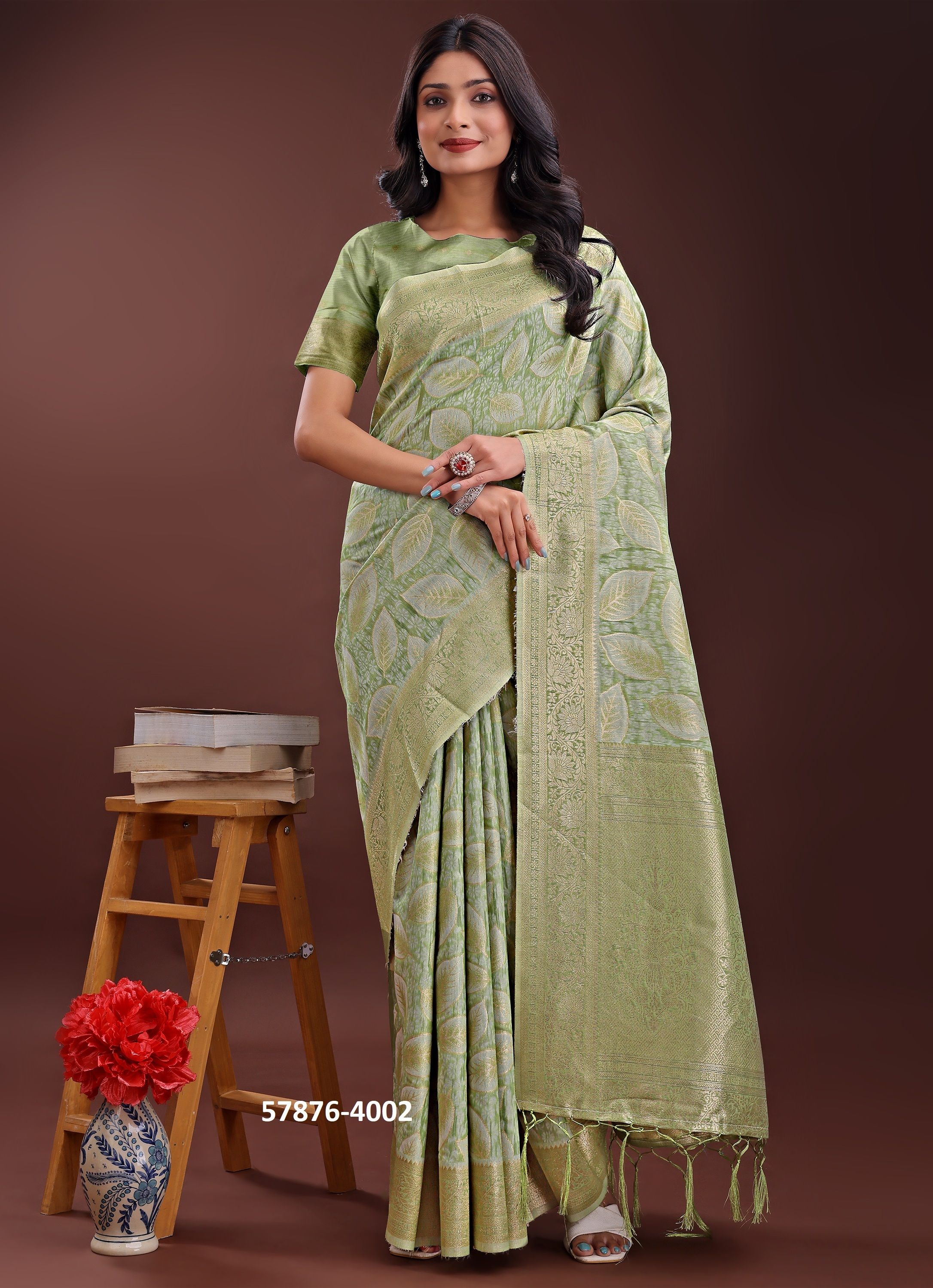 FLORAL STYLE 4 - Catalog # 57876 (Set of 6 Sarees) by Brand STROLLAY ®