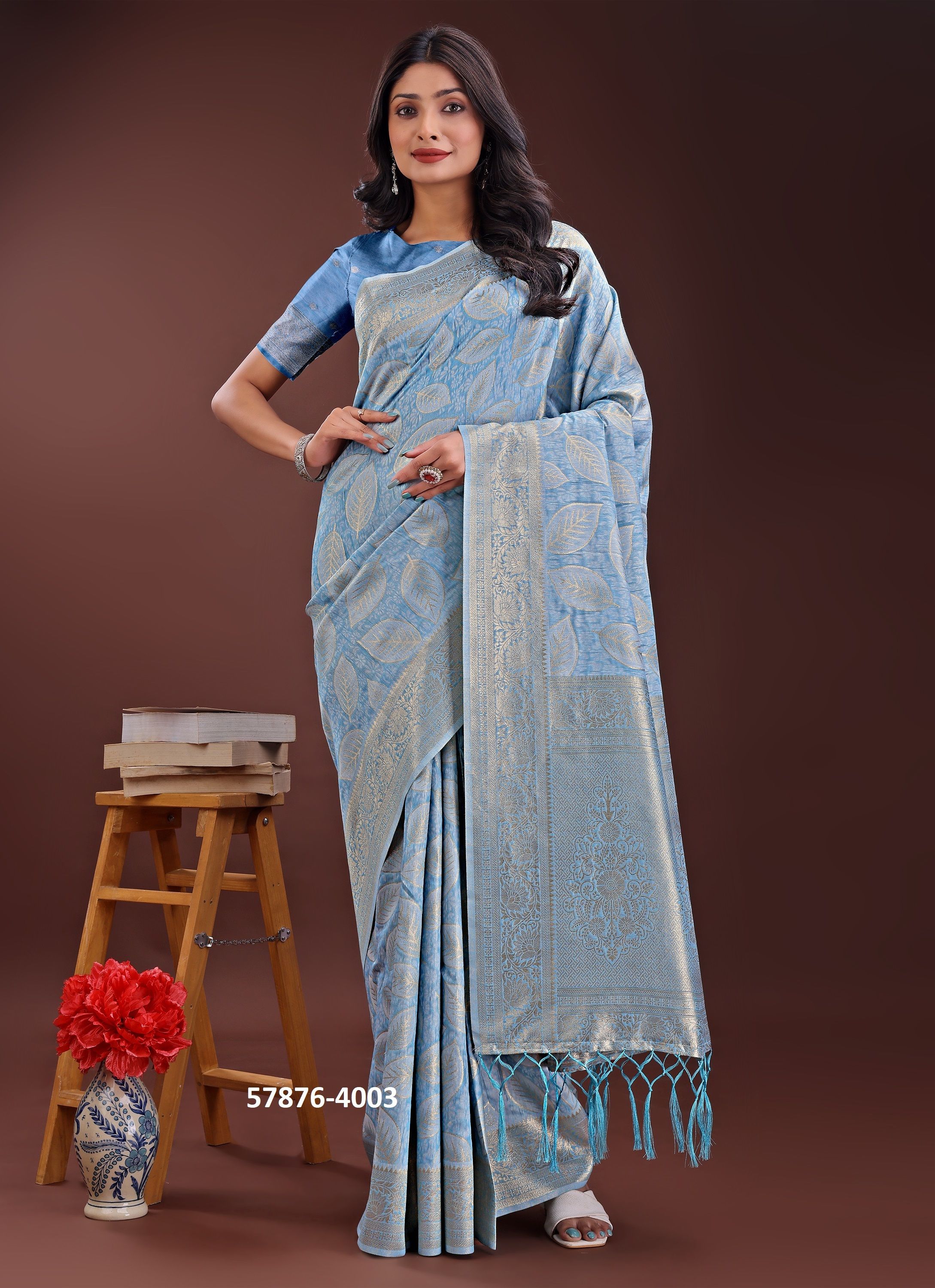 FLORAL STYLE 4 - Catalog # 57876 (Set of 6 Sarees) by Brand STROLLAY ®