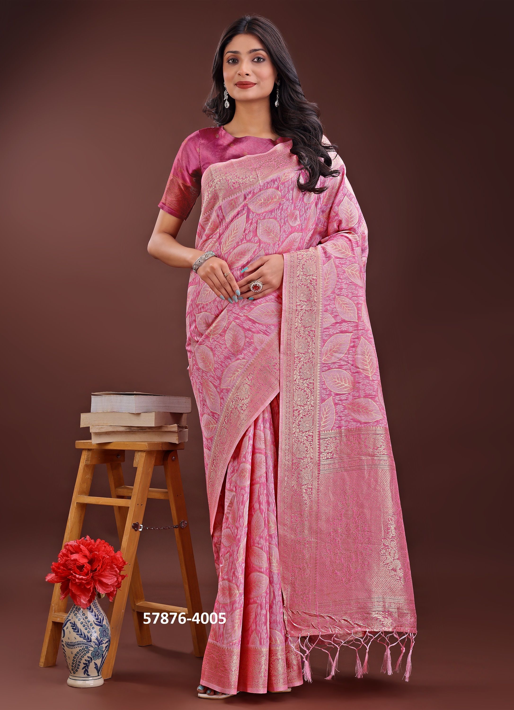 FLORAL STYLE 4 - Catalog # 57876 (Set of 6 Sarees) by Brand STROLLAY ®