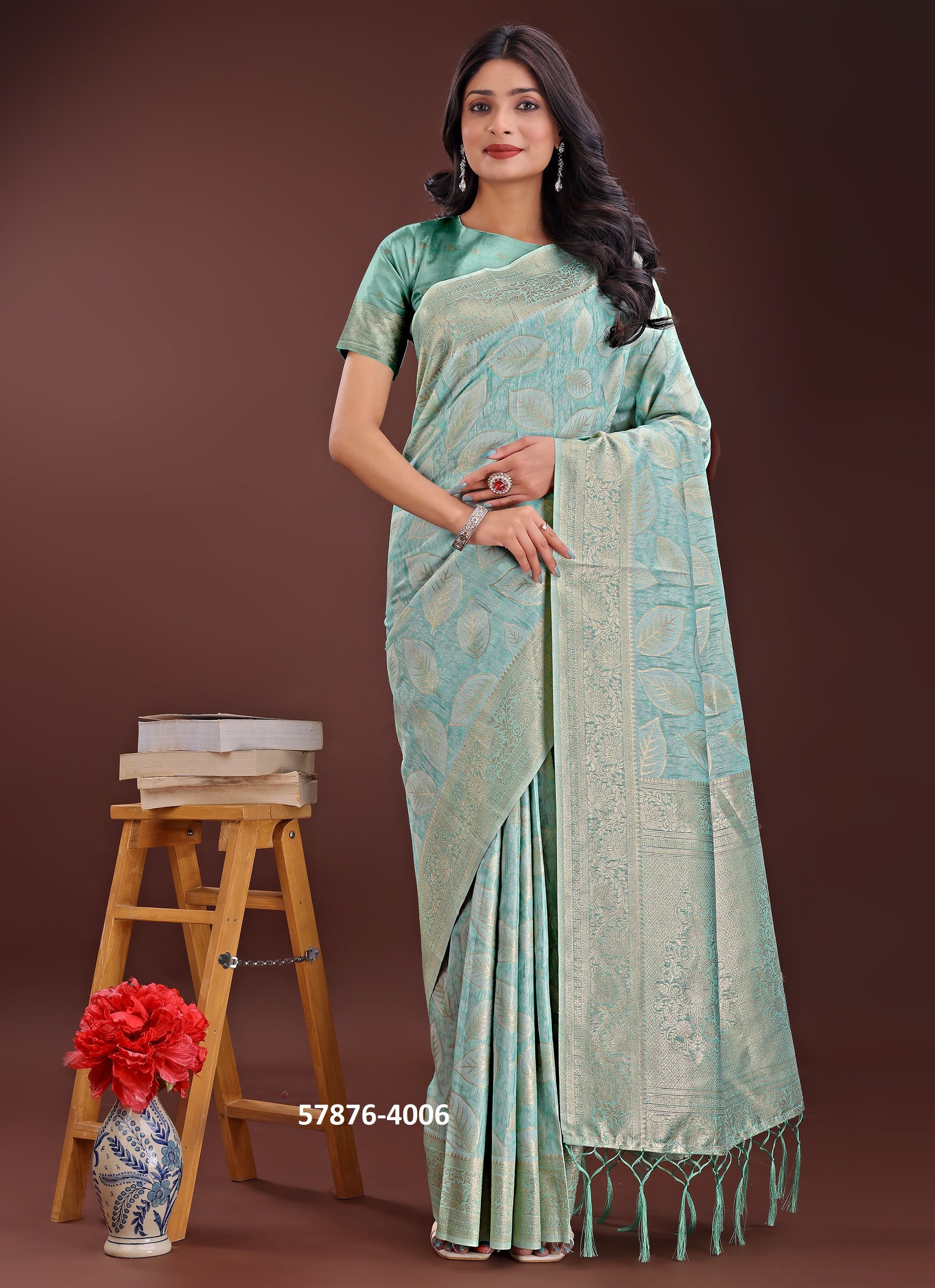 FLORAL STYLE 4 - Catalog # 57876 (Set of 6 Sarees) by Brand STROLLAY ®