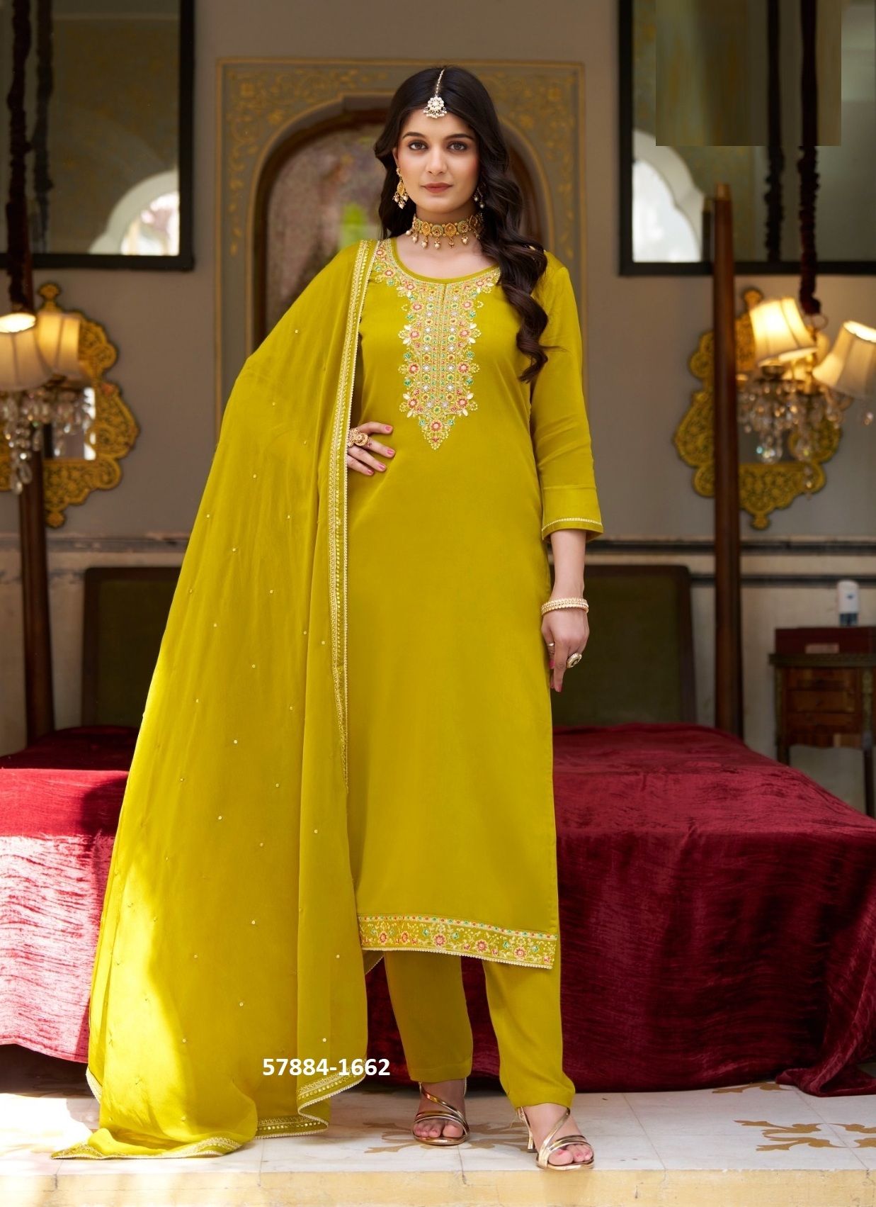 STELLA - Catalog # 57884 (Set of 4 Semi-Stitched / Un-Stitched Suits) by Brand FOUR DOTS