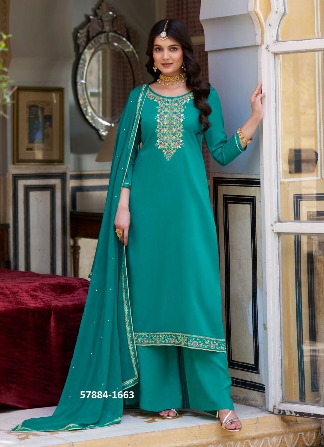 STELLA - Catalog # 57884 (Set of 4 Semi-Stitched / Un-Stitched Suits) by Brand FOUR DOTS