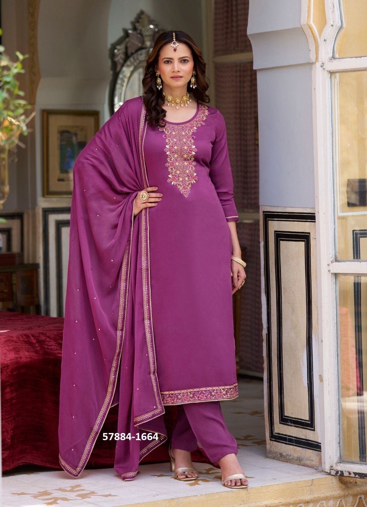 STELLA - Catalog # 57884 (Set of 4 Semi-Stitched / Un-Stitched Suits) by Brand FOUR DOTS