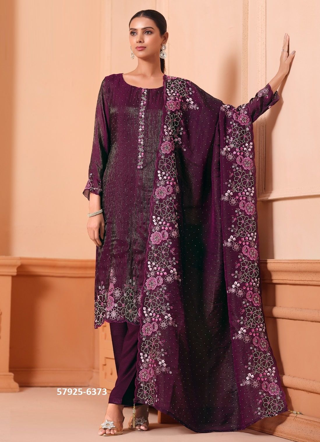 ZURI - Catalog # 57925 (Set of 6 Semi-Stitched / Un-Stitched Suits) by Brand VIPUL FASHIONS