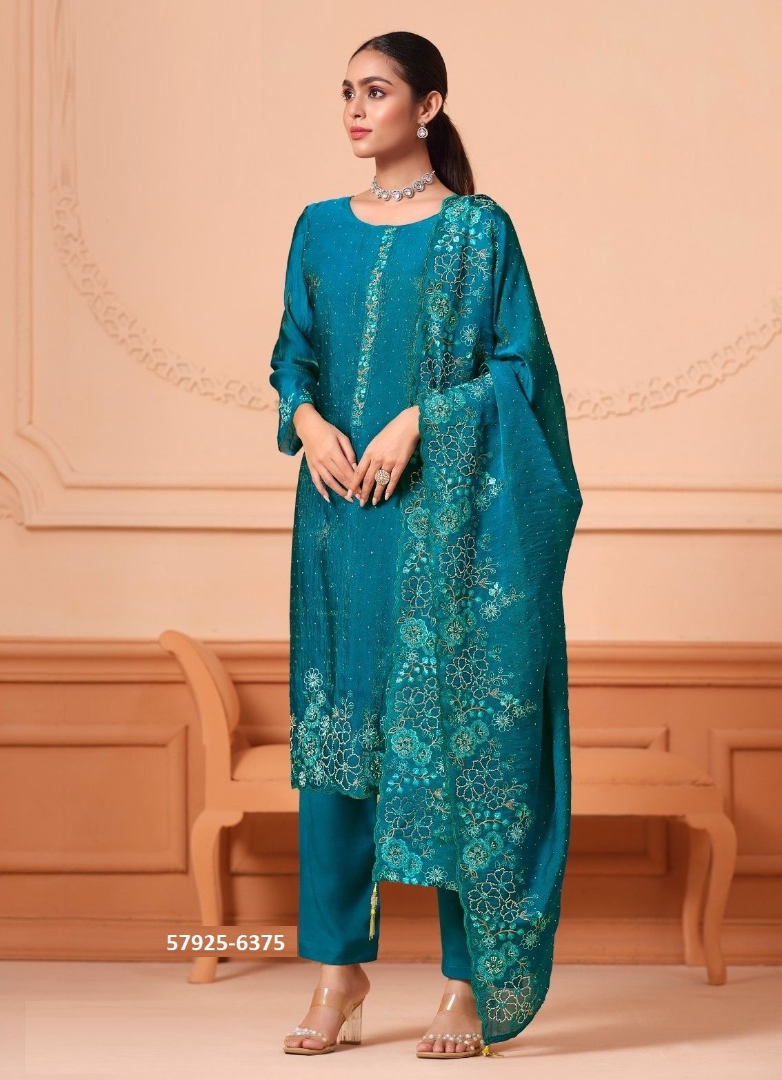 ZURI - Catalog # 57925 (Set of 6 Semi-Stitched / Un-Stitched Suits) by Brand VIPUL FASHIONS