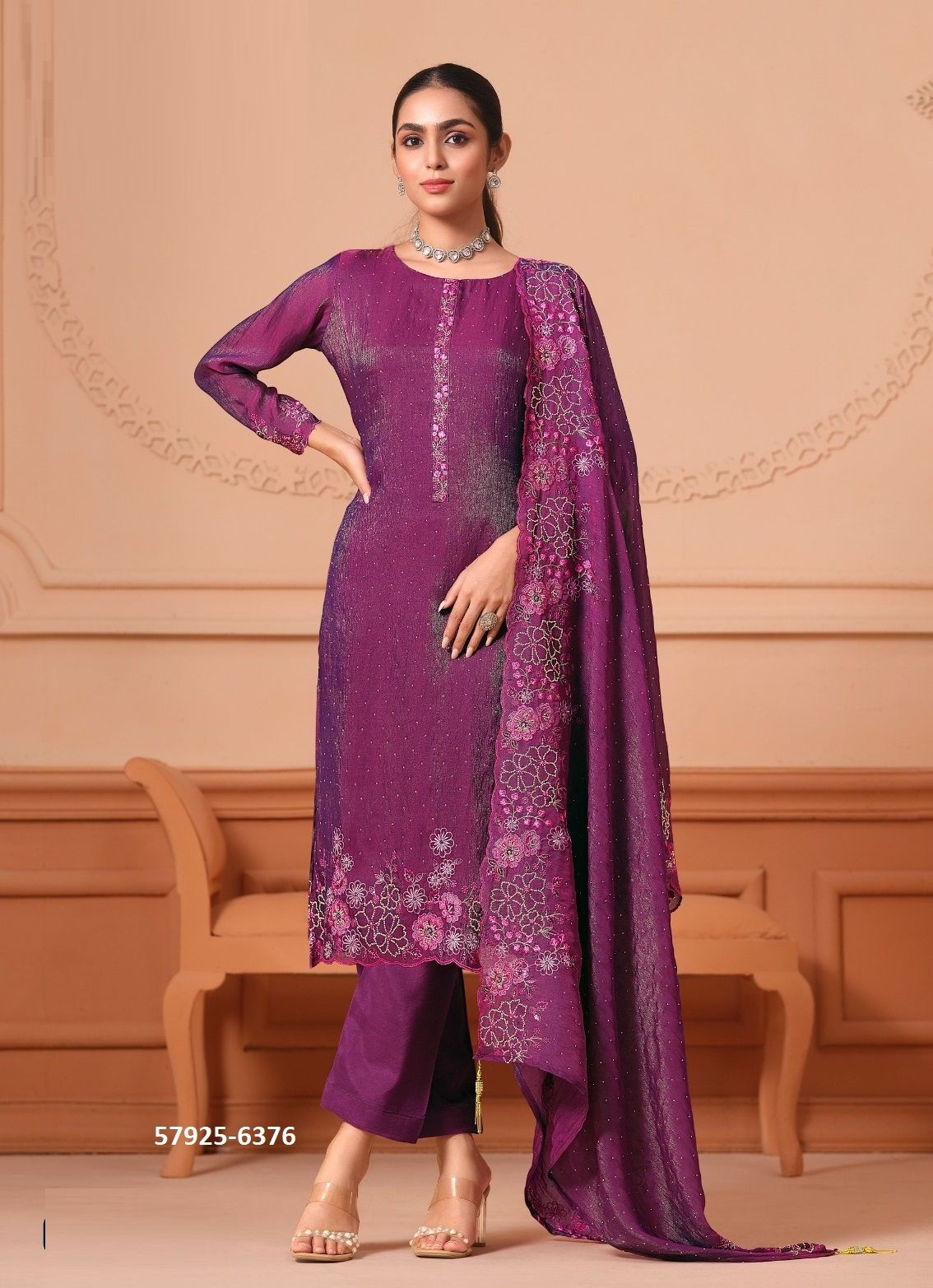 ZURI - Catalog # 57925 (Set of 6 Semi-Stitched / Un-Stitched Suits) by Brand VIPUL FASHIONS