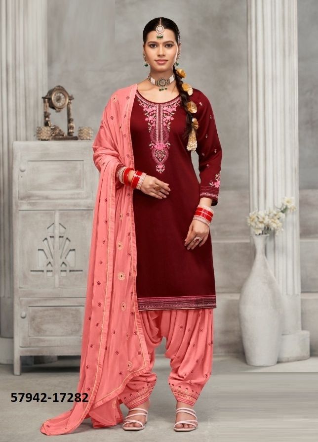 PATIALA HOUSE 102 - Catalog # 57942 (Set of 8 Semi-Stitched / Un-Stitched Suits) by Brand KESSI FABRICS