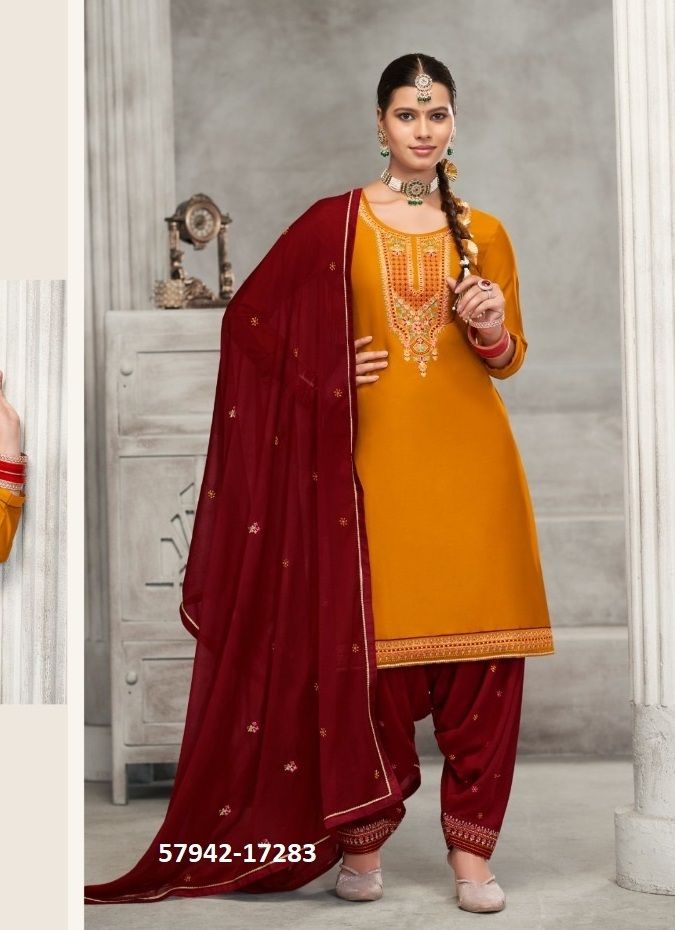 PATIALA HOUSE 102 - Catalog # 57942 (Set of 8 Semi-Stitched / Un-Stitched Suits) by Brand KESSI FABRICS
