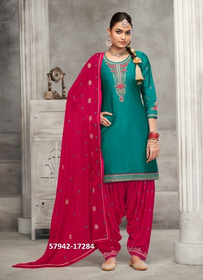 PATIALA HOUSE 102 - Catalog # 57942 (Set of 8 Semi-Stitched / Un-Stitched Suits) by Brand KESSI FABRICS