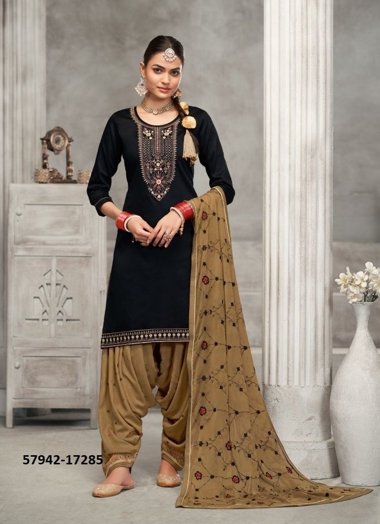 PATIALA HOUSE 102 - Catalog # 57942 (Set of 8 Semi-Stitched / Un-Stitched Suits) by Brand KESSI FABRICS