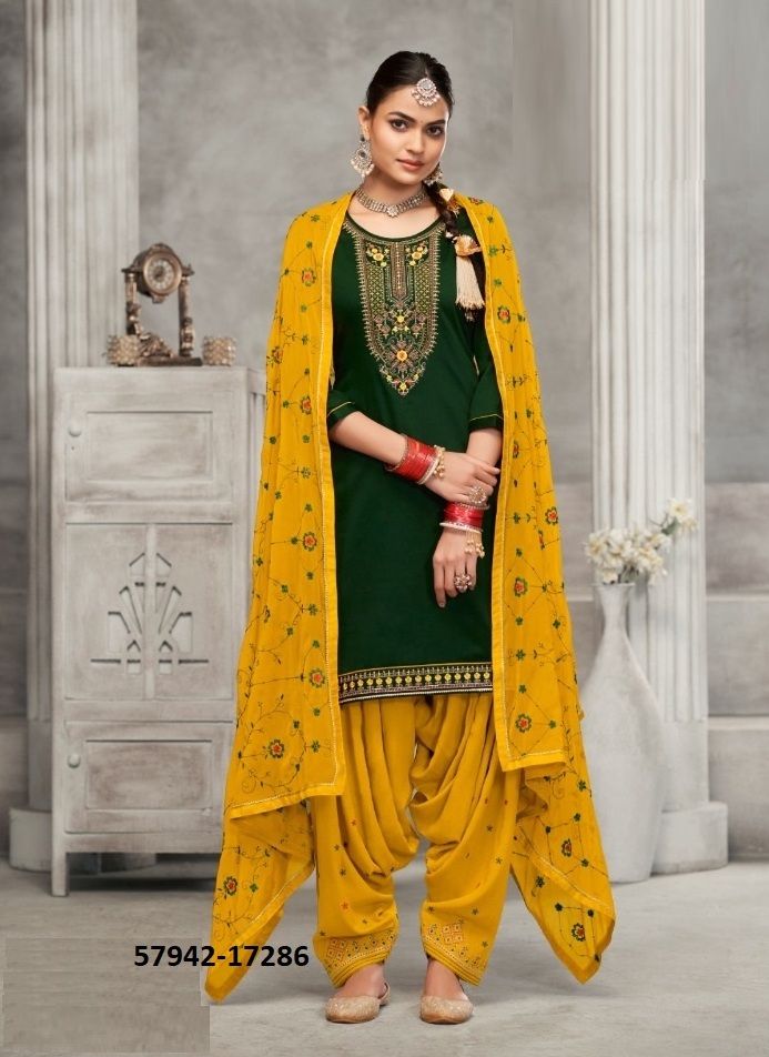 PATIALA HOUSE 102 - Catalog # 57942 (Set of 8 Semi-Stitched / Un-Stitched Suits) by Brand KESSI FABRICS