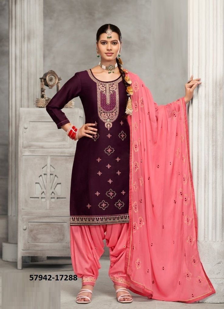 PATIALA HOUSE 102 - Catalog # 57942 (Set of 8 Semi-Stitched / Un-Stitched Suits) by Brand KESSI FABRICS