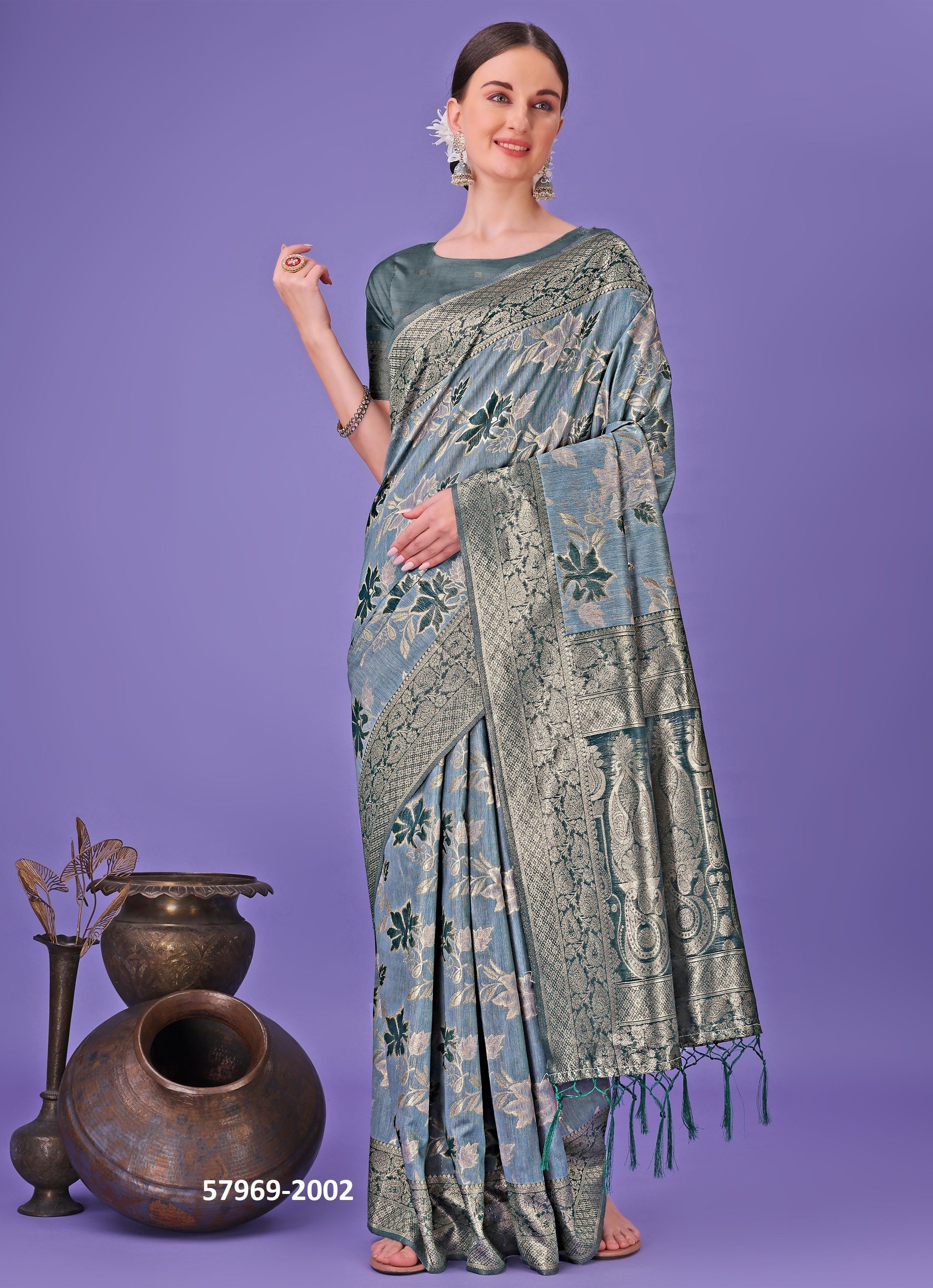 FLORAL STYLE 2 - Catalog # 57969 (Set of 7 Sarees) by Brand STROLLAY ®