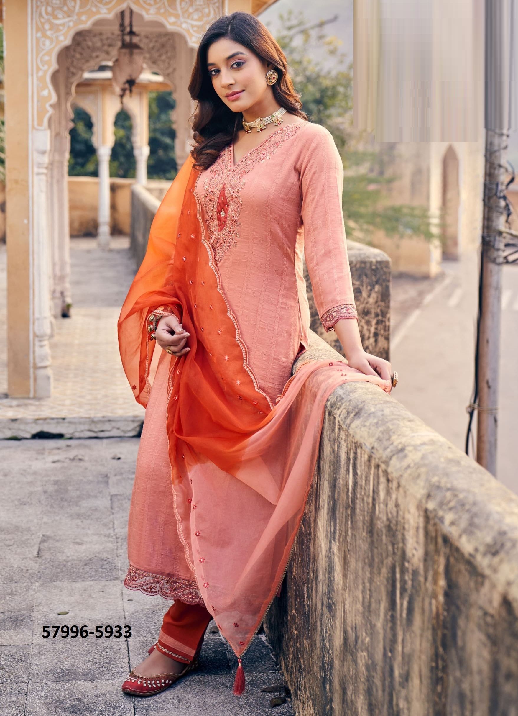 PALLAVI - Catalog # 57996 (Set of 6 Readymade Salwar Suits) by Brand RANGOON