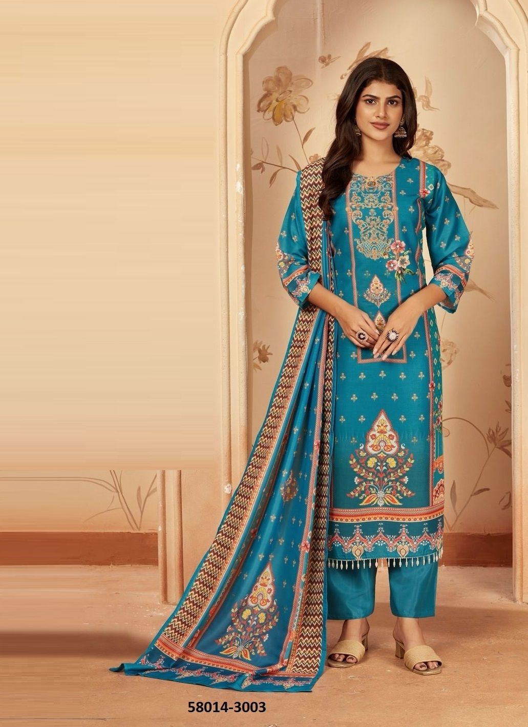 ZAINAB 3 - Catalog # 58014 (Set of 4 Readymade Salwar Suits) by Brand BLUE HILLS