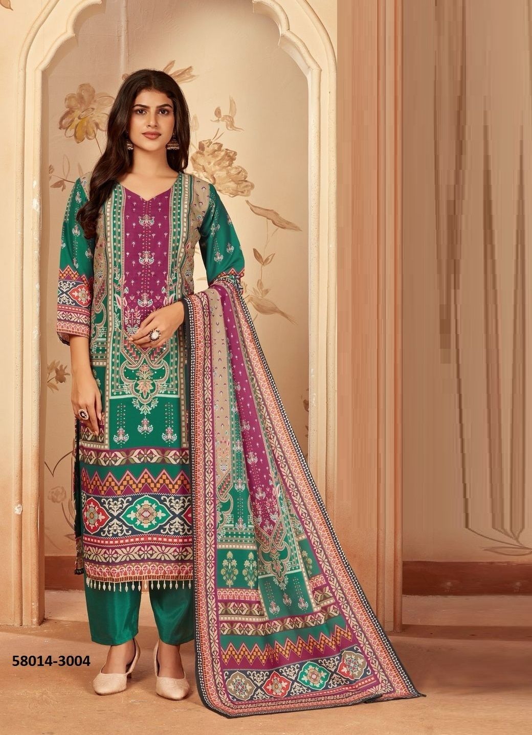 ZAINAB 3 - Catalog # 58014 (Set of 4 Readymade Salwar Suits) by Brand BLUE HILLS