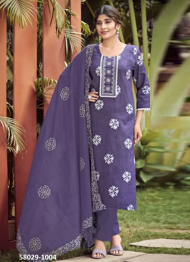 BATIK 5 - Catalog # 58029 (Set of 6 Readymade Salwar Suits) by Brand OSSM