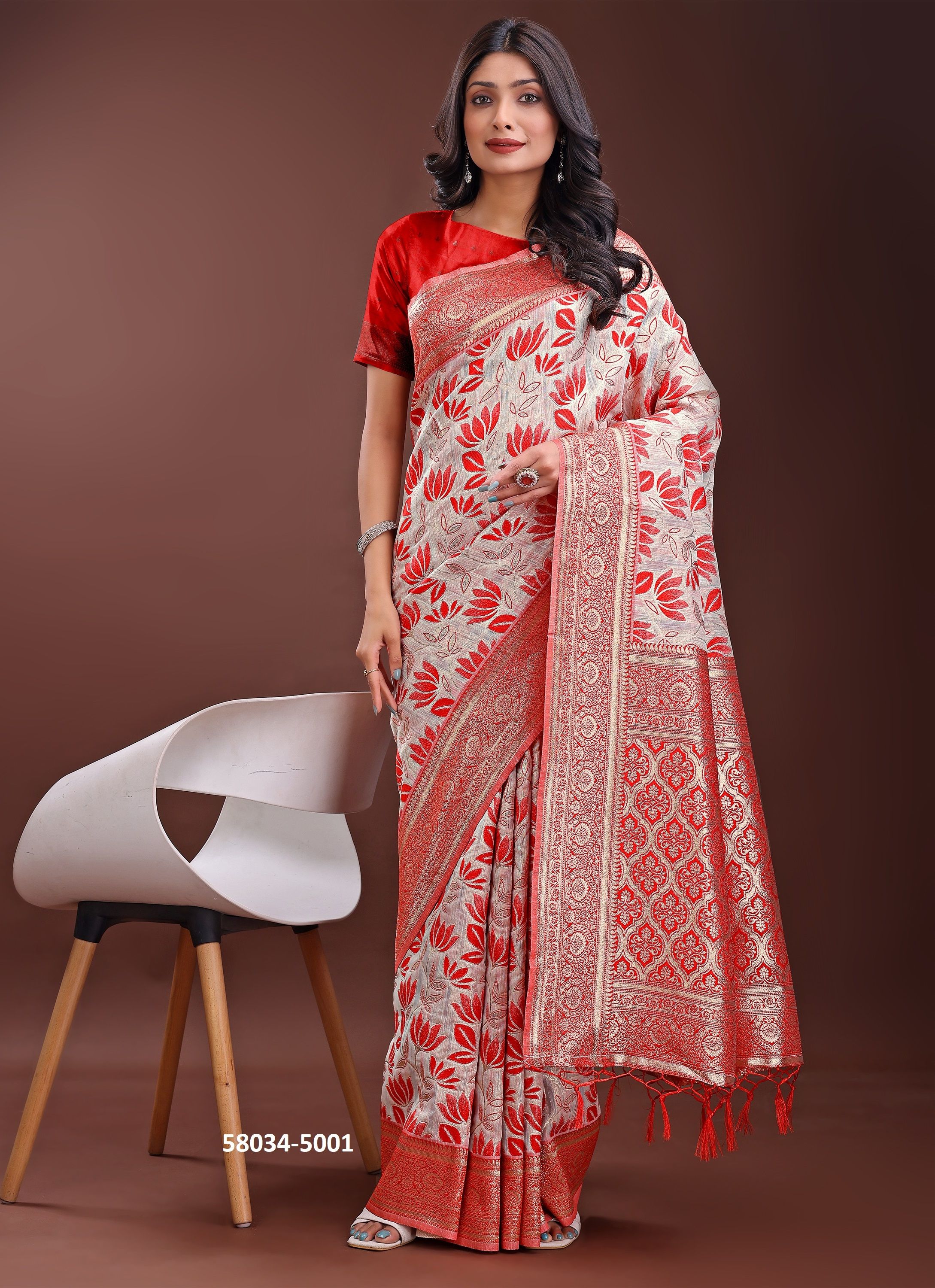 LINEN QUEEN 5 - Catalog # 58034 (Set of 6 Sarees) by Brand STROLLAY ® LINEN QUEEN 5 - Catalog # 58034 (Set of 6 Sarees) by Brand STROLLAY ®