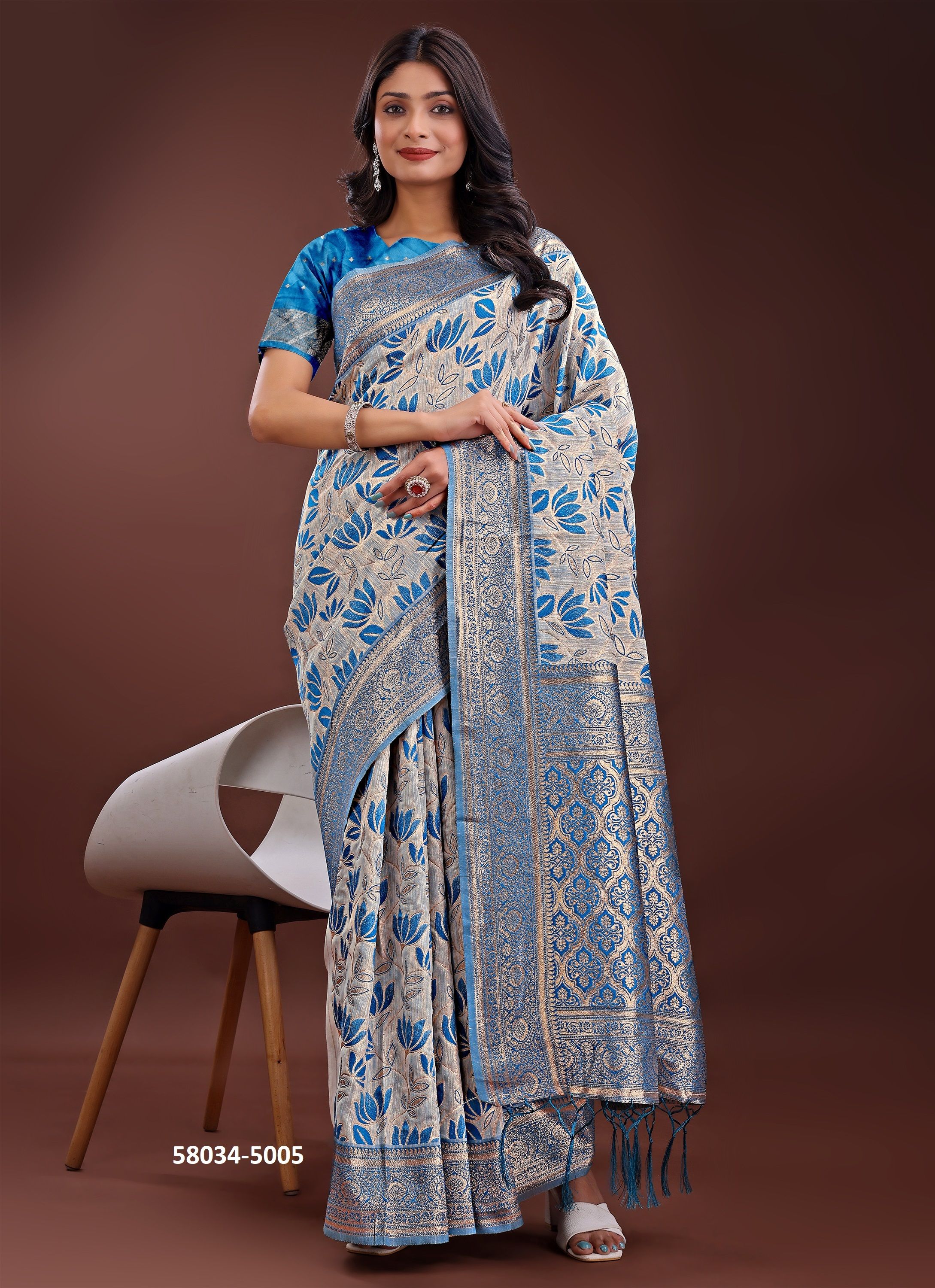 LINEN QUEEN 5 - Catalog # 58034 (Set of 6 Sarees) by Brand STROLLAY ® LINEN QUEEN 5 - Catalog # 58034 (Set of 6 Sarees) by Brand STROLLAY ®
