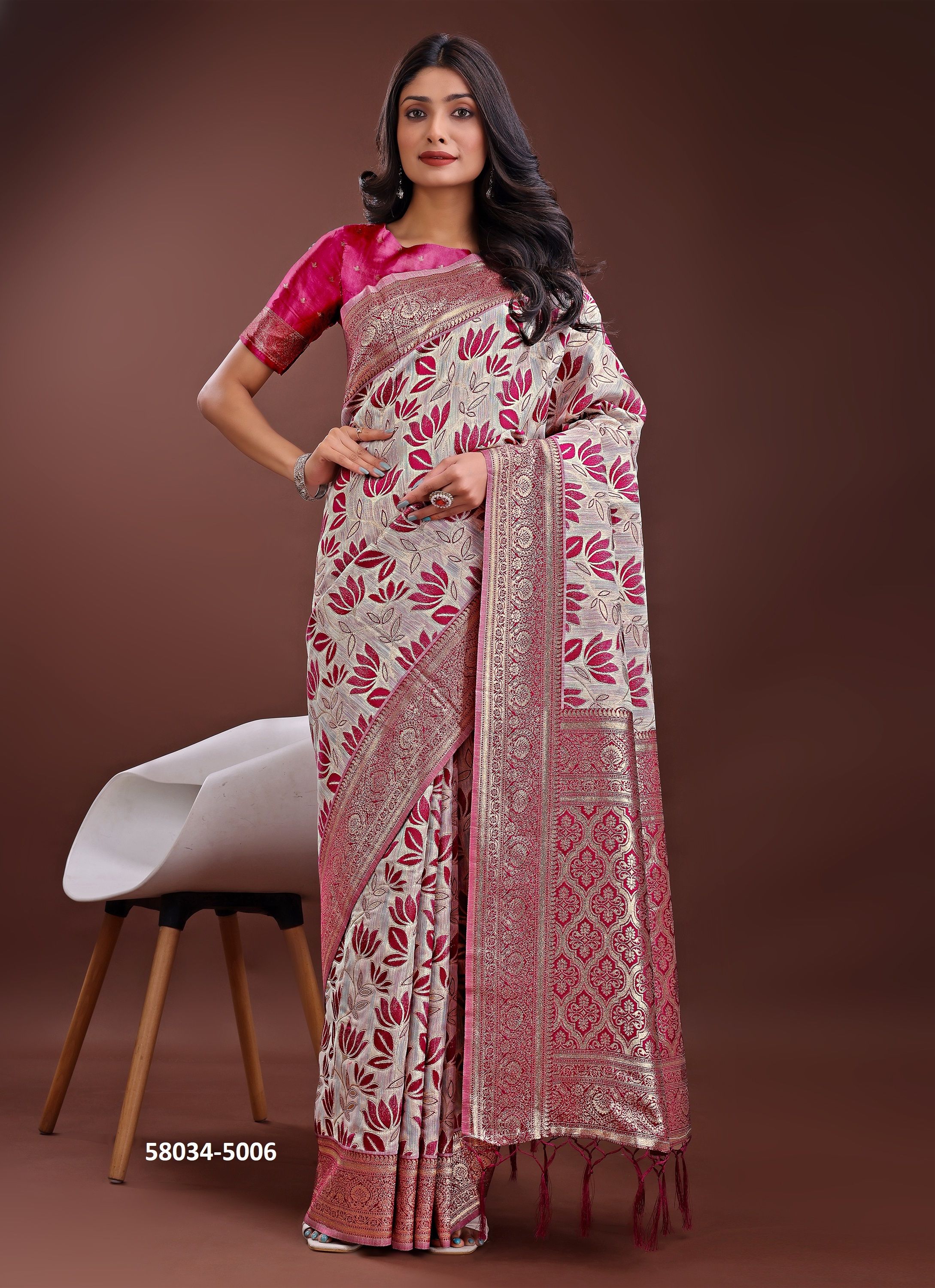 LINEN QUEEN 5 - Catalog # 58034 (Set of 6 Sarees) by Brand STROLLAY ® LINEN QUEEN 5 - Catalog # 58034 (Set of 6 Sarees) by Brand STROLLAY ®