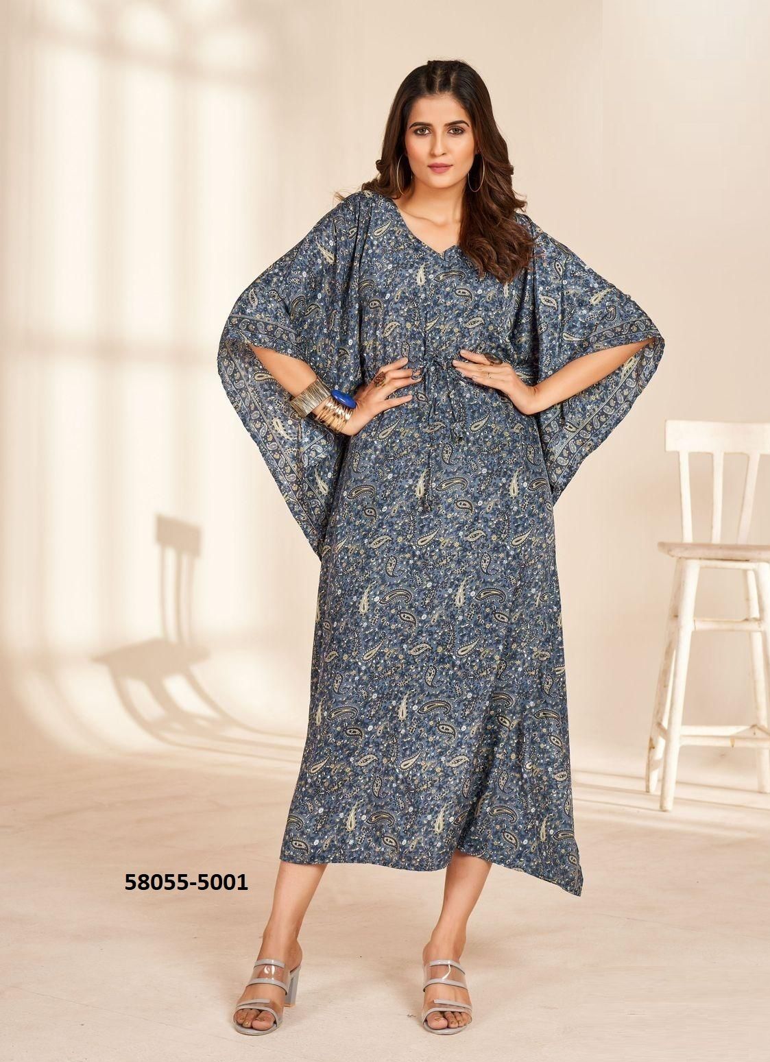 KAFTAN 2 - Catalog # 58055 (Set of 5 Readymade Women's Kurtis / Tops) by Brand STROLLAY ® KAFTAN 2 - Catalog # 58055 (Set of 5 Readymade Women's Kurtis / Tops) by Brand STROLLAY ®