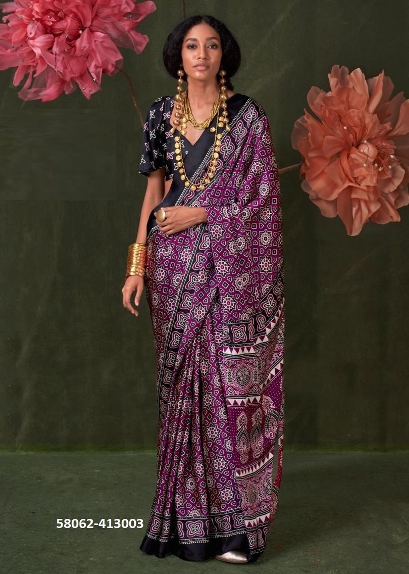 KASTOOR [AJRAKH PRINTED] - Catalog # 58062 (Set of 9 Sarees) by Brand RAJTEX FABRICS