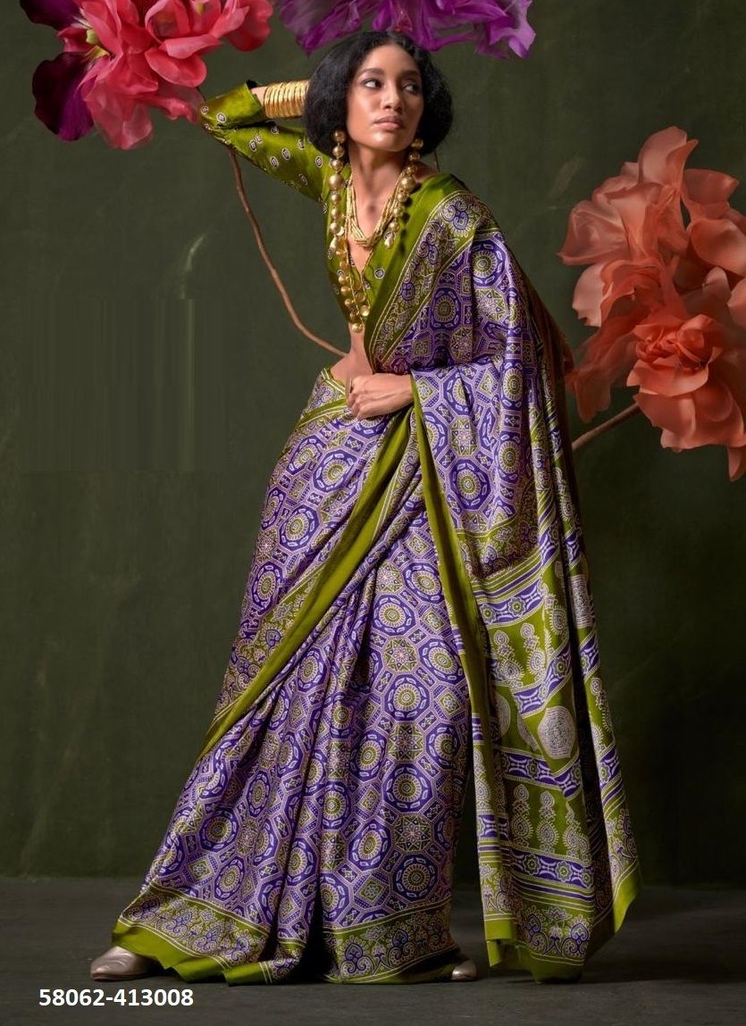 KASTOOR [AJRAKH PRINTED] - Catalog # 58062 (Set of 9 Sarees) by Brand RAJTEX FABRICS