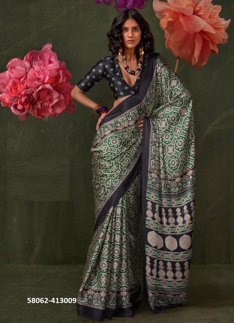 KASTOOR [AJRAKH PRINTED] - Catalog # 58062 (Set of 9 Sarees) by Brand RAJTEX FABRICS