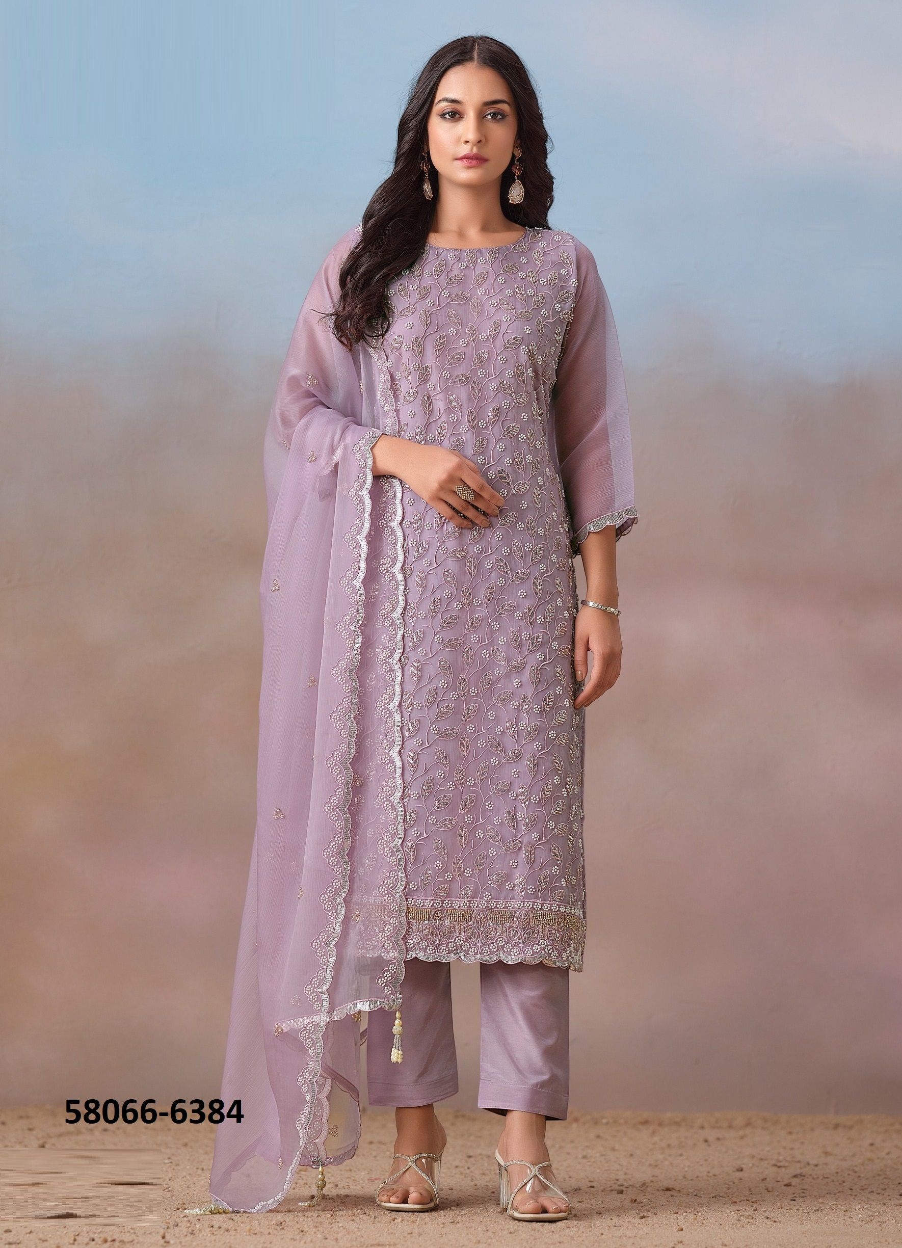ALAYNA - Catalog # 58066 (Set of 6 Semi-Stitched / Un-Stitched Suits) by Brand VIPUL FASHIONS