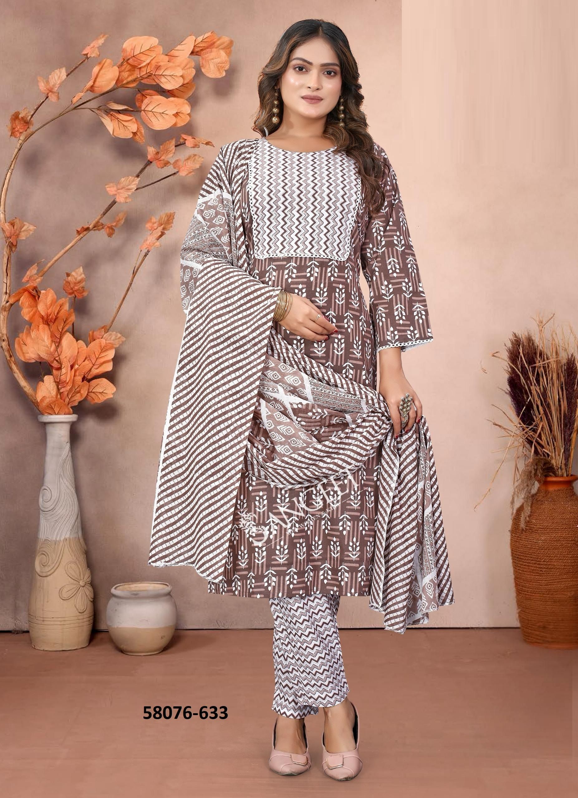 SUMMER SPECIAL COTTONS - Catalog # 58076 (Set of 8 SIZE-SETS [Readymade Salwar Suits]) MADE IN INDIA BY SANGEET