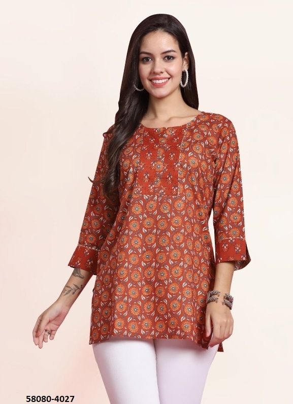AKSHARA - Catalog # 58080 (Set of 6 Readymade Women's Kurtis / Tops) by Brand RAJNANDINI