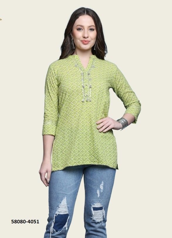 AKSHARA - Catalog # 58080 (Set of 6 Readymade Women's Kurtis / Tops) by Brand RAJNANDINI