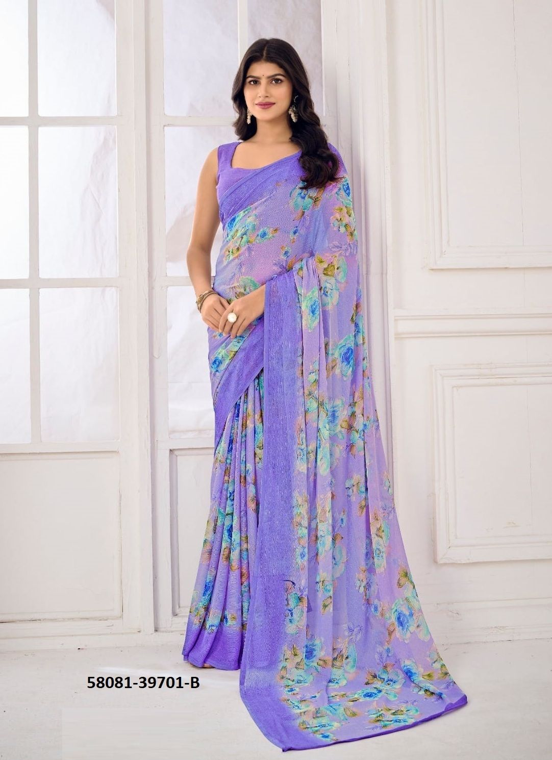 STAR CHIFFON 185 - Catalog # 58081 (Set of 12 Sarees) by Brand RUCHI SAREES