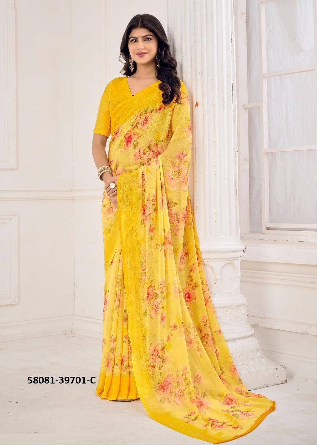 STAR CHIFFON 185 - Catalog # 58081 (Set of 12 Sarees) by Brand RUCHI SAREES