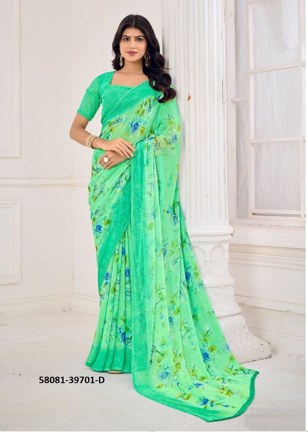 STAR CHIFFON 185 - Catalog # 58081 (Set of 12 Sarees) by Brand RUCHI SAREES