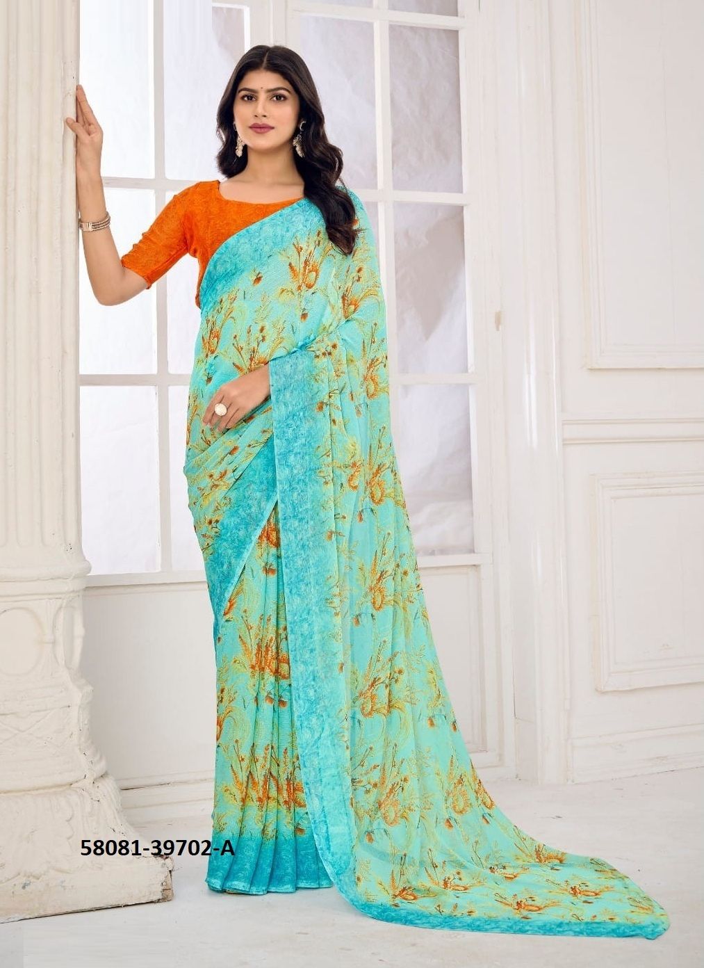 STAR CHIFFON 185 - Catalog # 58081 (Set of 12 Sarees) by Brand RUCHI SAREES