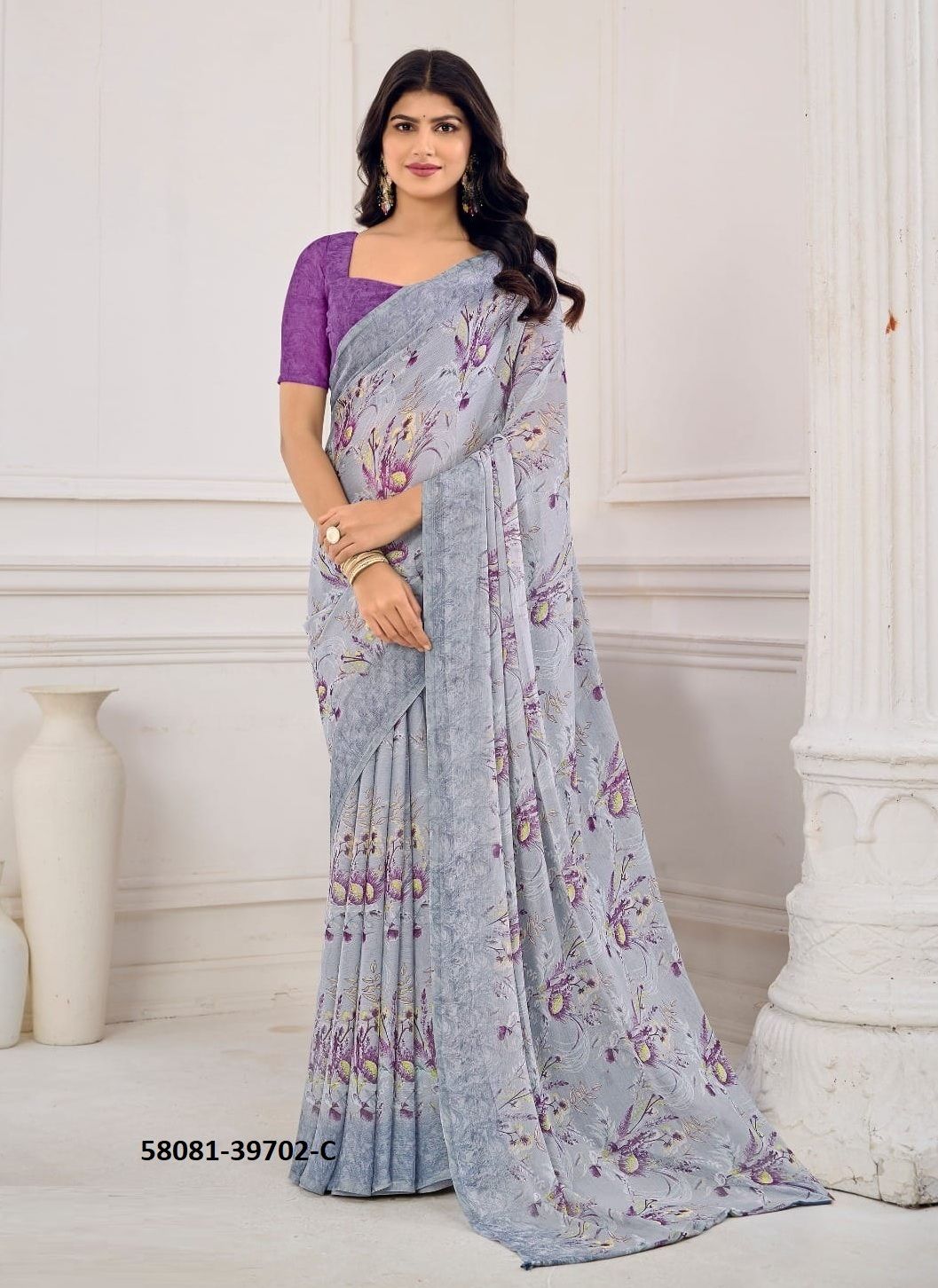 STAR CHIFFON 185 - Catalog # 58081 (Set of 12 Sarees) by Brand RUCHI SAREES