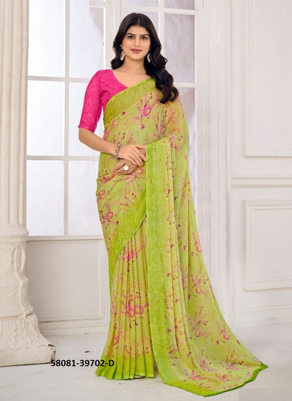 STAR CHIFFON 185 - Catalog # 58081 (Set of 12 Sarees) by Brand RUCHI SAREES