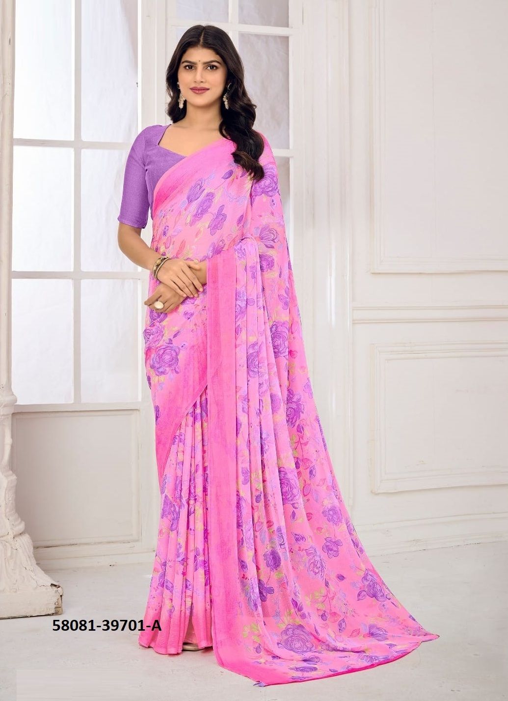 STAR CHIFFON 185 - Catalog # 58081 (Set of 12 Sarees) by Brand RUCHI SAREES