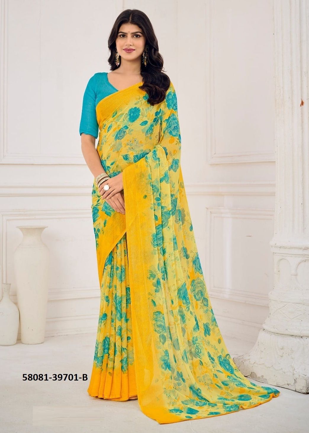STAR CHIFFON 185 - Catalog # 58081 (Set of 12 Sarees) by Brand RUCHI SAREES