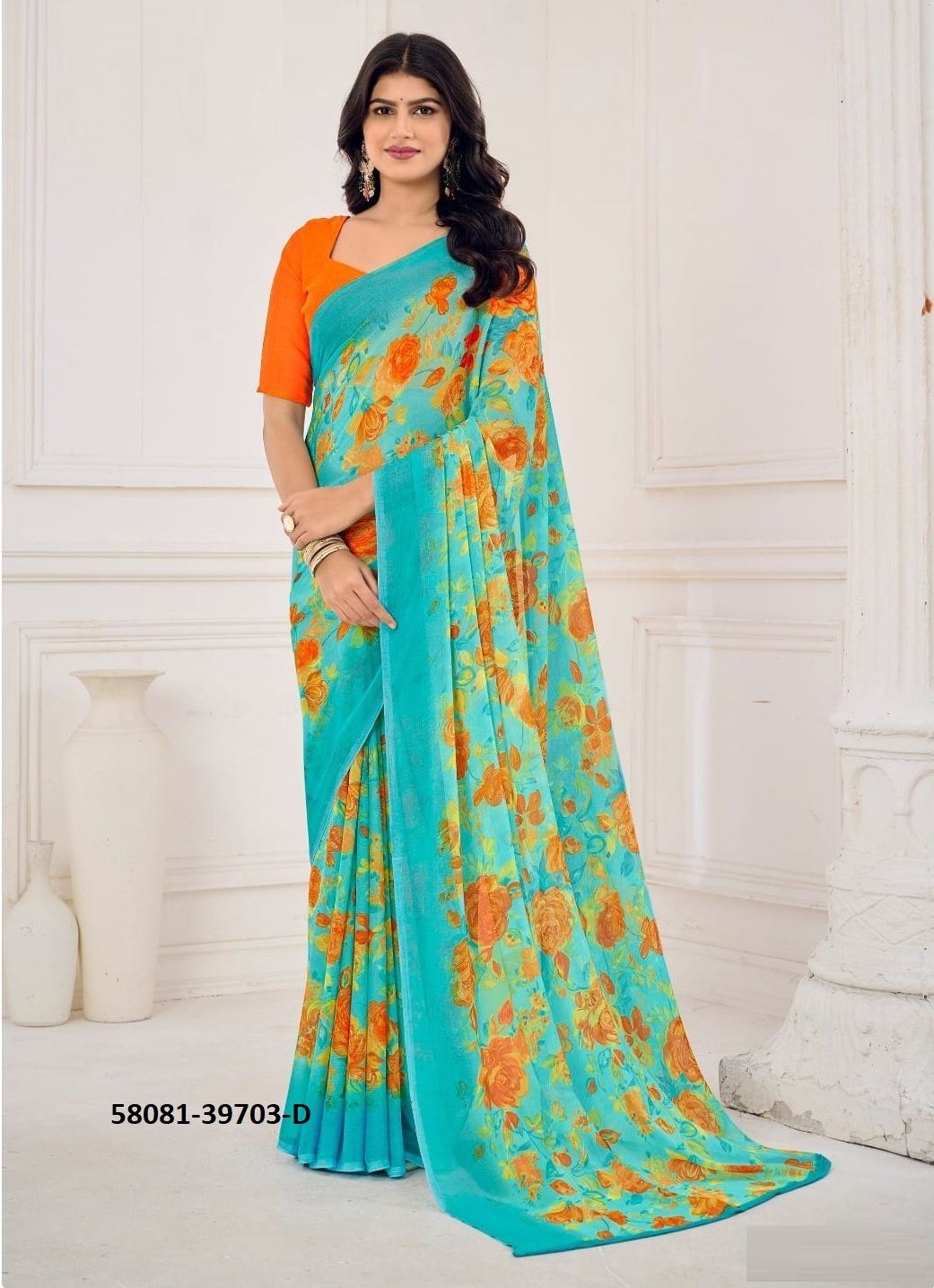 STAR CHIFFON 185 - Catalog # 58081 (Set of 12 Sarees) by Brand RUCHI SAREES
