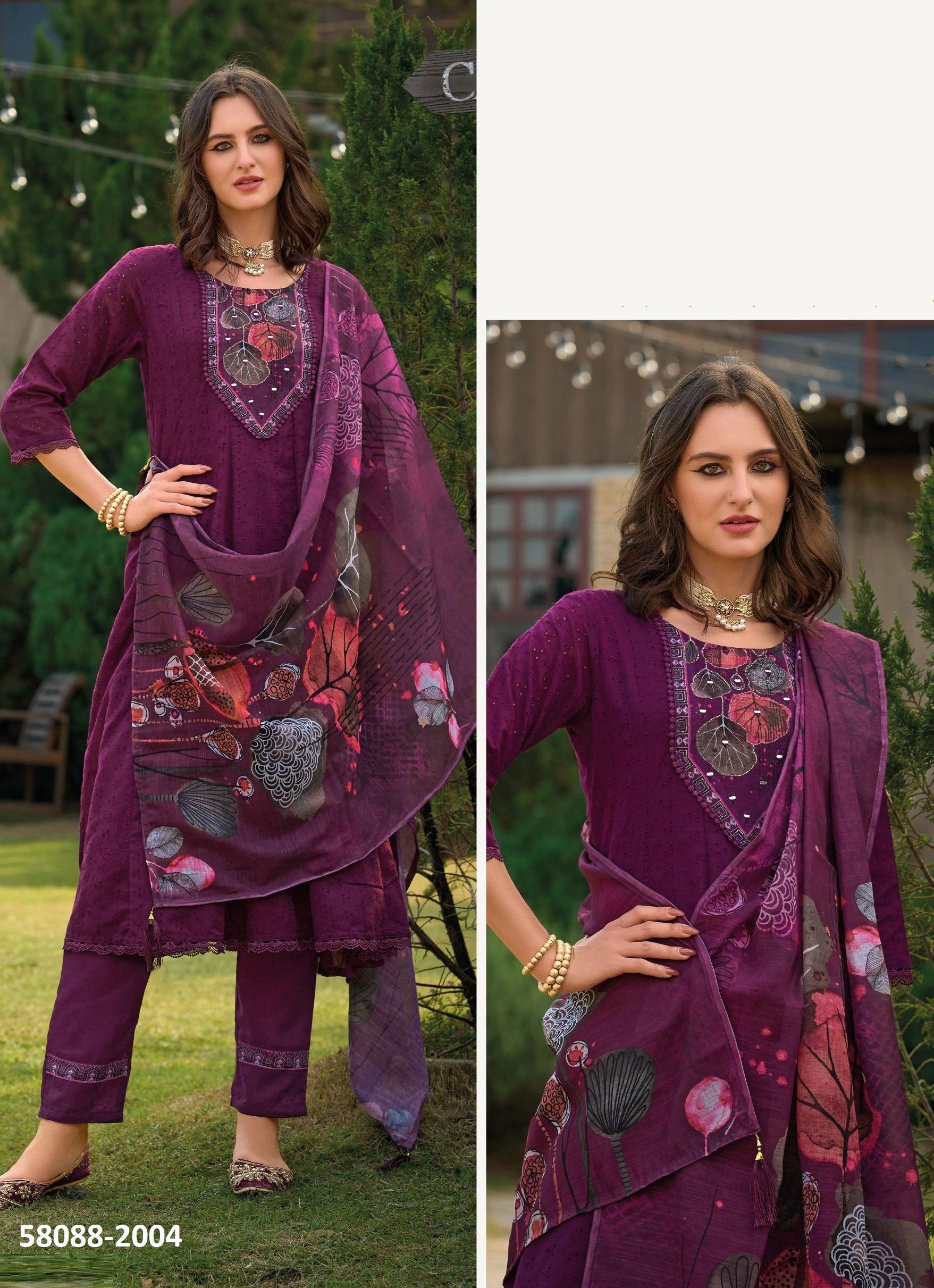 HELLO ALEXA 2 - Catalog # 58088 (Set of 6 Readymade Salwar Suits) by Brand POONAM DESIGNER