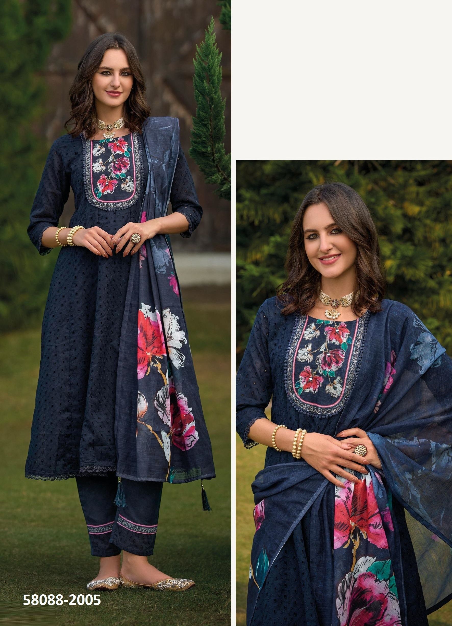 HELLO ALEXA 2 - Catalog # 58088 (Set of 6 Readymade Salwar Suits) by Brand POONAM DESIGNER