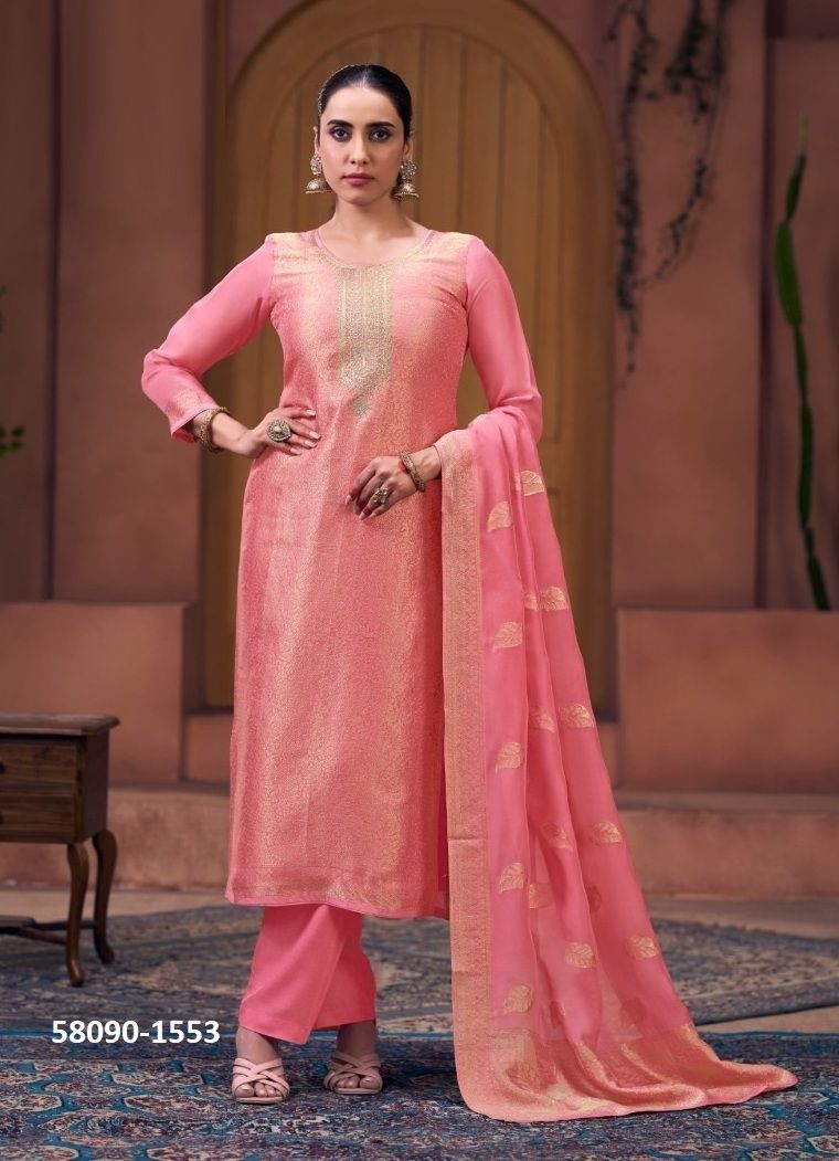 NAINA - Catalog # 58090 (Set of 4 Semi-Stitched / Un-Stitched Suits) by Brand FOUR DOTS