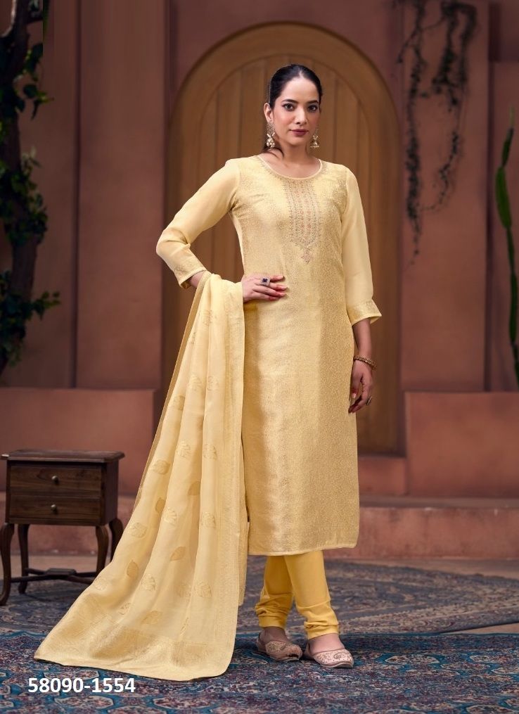 NAINA - Catalog # 58090 (Set of 4 Semi-Stitched / Un-Stitched Suits) by Brand FOUR DOTS