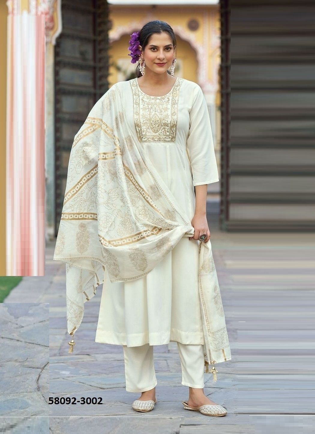 AURELIA 3 - Catalog # 58092 (Set of 6 Readymade Salwar Suits) by Brand BLUE HILLS