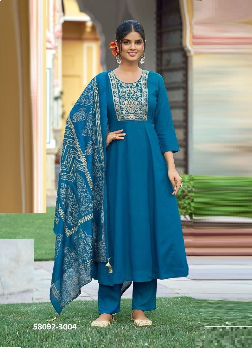 AURELIA 3 - Catalog # 58092 (Set of 6 Readymade Salwar Suits) by Brand BLUE HILLS