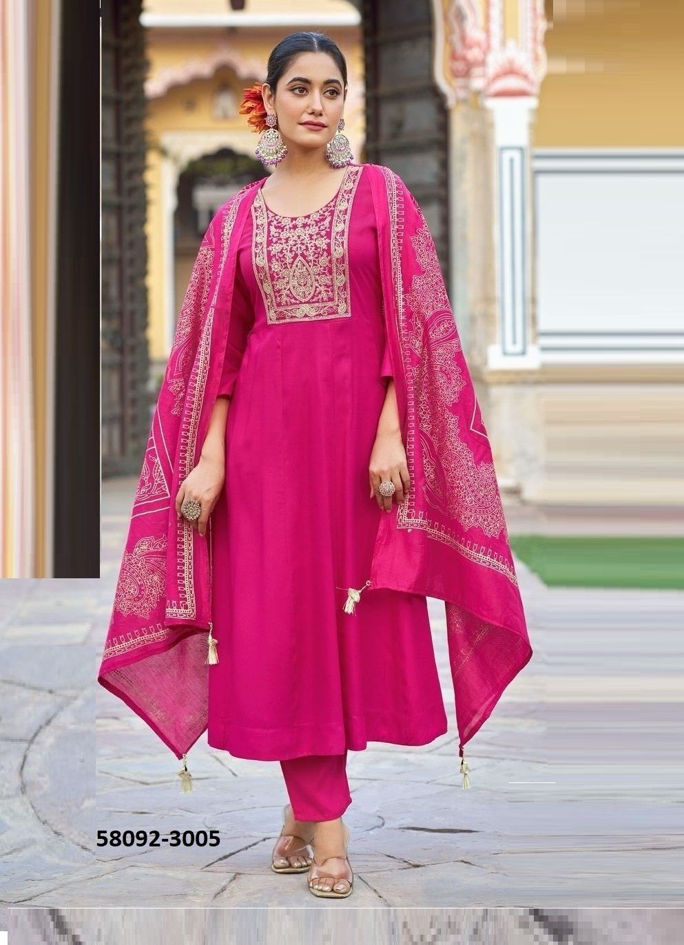 AURELIA 3 - Catalog # 58092 (Set of 6 Readymade Salwar Suits) by Brand BLUE HILLS