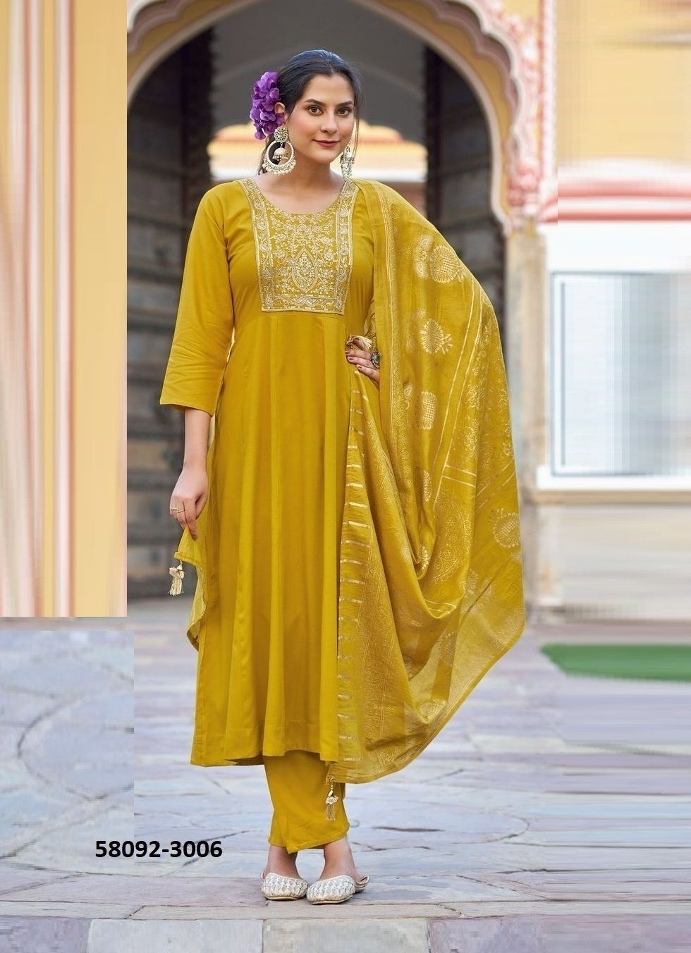 AURELIA 3 - Catalog # 58092 (Set of 6 Readymade Salwar Suits) by Brand BLUE HILLS