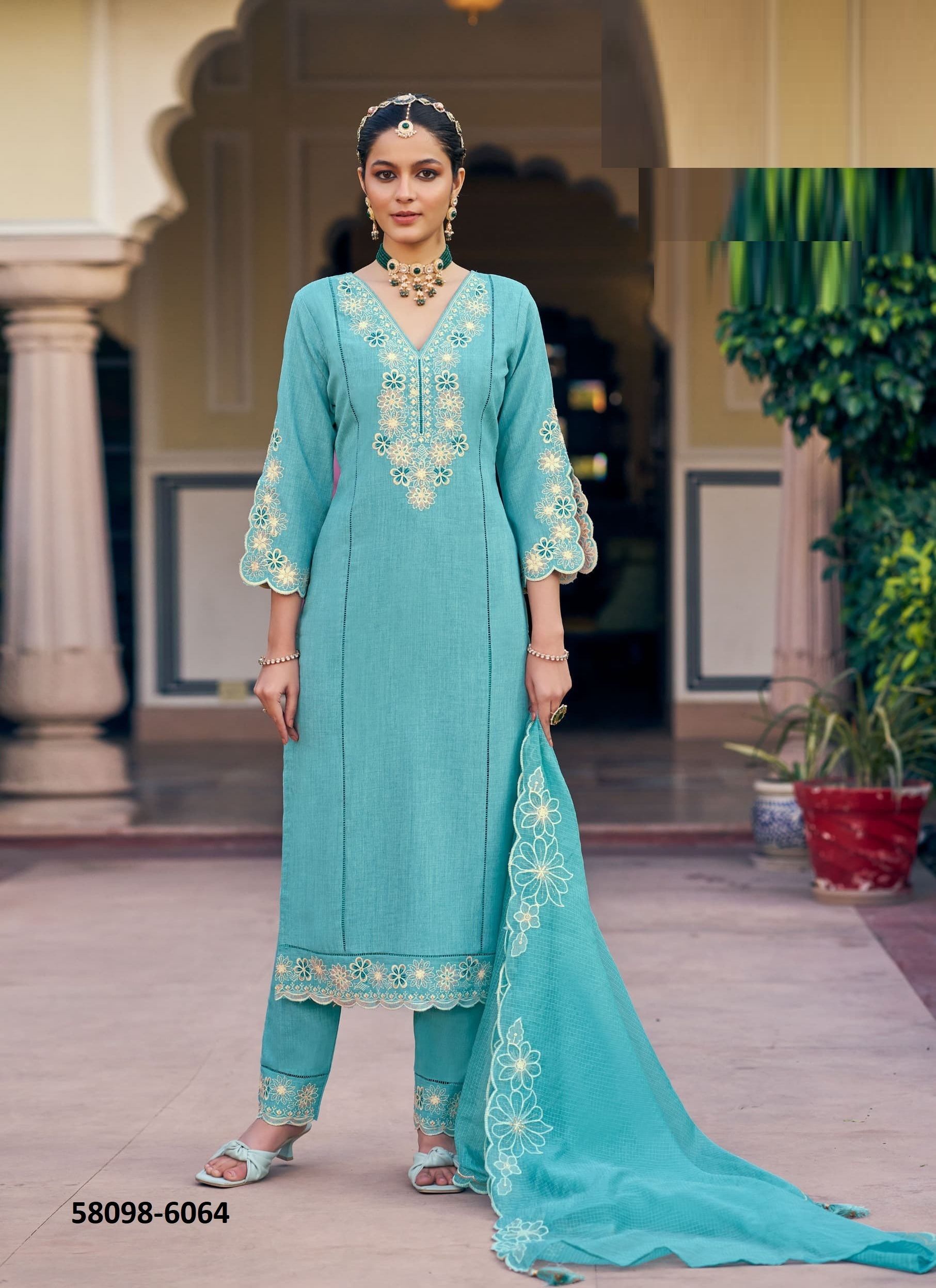 ALORA - Catalog # 58098 (Set of 4 Readymade Salwar Suits) by Brand RANGOON